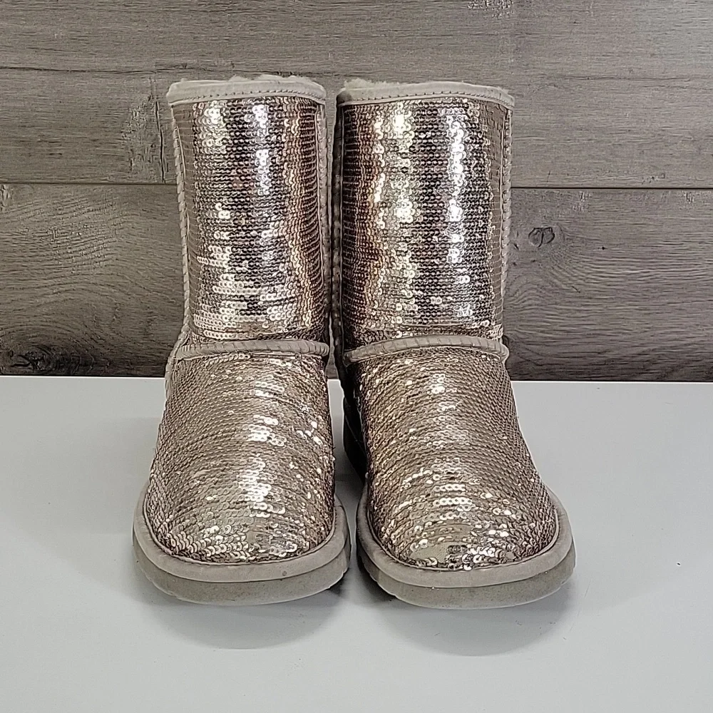 UGG Rose Gold Sequin Winter Boots Sz 7